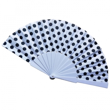 one pc new fashion 2 colors plastic boned cloth polka dot folding fan 23*42cm#3#
