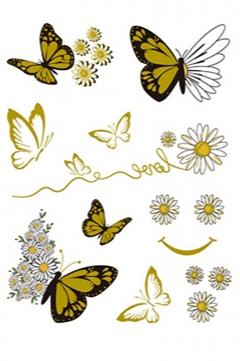 one pc new butterfly gold pressed tattoo stickers(size:160*120mm)