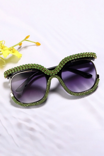 one pc new stylish six colors rhinestone decor round plastic frame uv protection polarized sunglasses