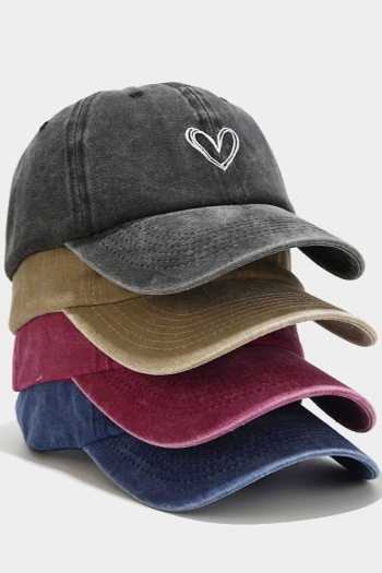 retro new 5 colors heart shape embroidery soft top ajustable baseball cap