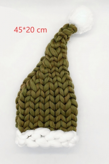 christmas 3 colors hand knitted thick woolen for kid santa beanie(45*20 cm)
