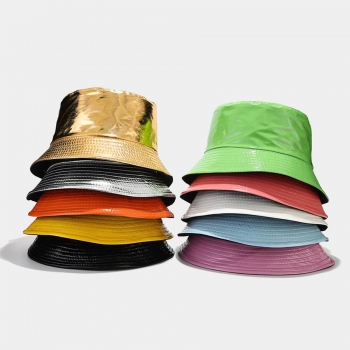 one pc casual pu 10 colors reversible all-match bucket hat 56-58cm