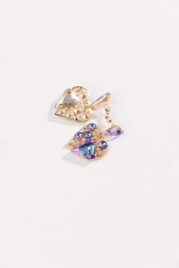 One pair heart shape rhinestone earrings(length:4.5cm)