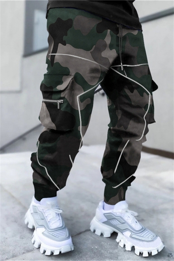 high street men plus size non-stretch camo printing all-match cargo pants#1#