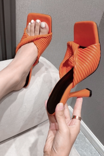 summer new five colors orange square toe kink upper design stylish high-heel sandals (heel height:9.5cm)