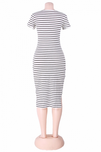 Stripe Split Side Fashion Casual Midi Dress