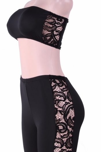 Black Lace Side Fashion Two-Piece Pants Set