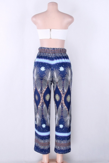 Women's Peacock feather Print Casual Wide leg pants 