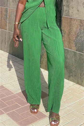spring & summer new solid color stretch high waist stylish casual straight  pleated pants