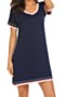 plus size cozy night dress_Pink_Rose Red_Purple_Gray_Green_Dark Blue