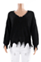 autumn winter new s-xxl stretch v-neck loose irregular tassel stylish knitted sweater_Red_Black