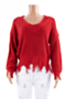 autumn winter new s-xxl stretch v-neck loose irregular tassel stylish knitted sweater_Red