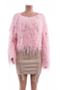 autumn winter new solid color stretch round-neck tassel stylish sweater_Yellow_Pink