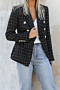 autumn winter new three colors double-breasted stylish blazer_White_Black
