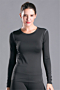plus size seven colors solid color stretch fit round neck sport top_Black