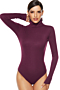 plus size new solid color high neck stretch four colors fit soft knitting sweater bodysuit_Black_Rose Red
