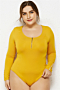 plus size four colors solid color new stylish zip-up button stretch fit soft bodysuit_White_Dark Blue_Yellow
