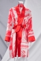 plus size new dollar pattern print inelastic satin stylish sexy sleepwear cardigan with belt (new added colors)_Red