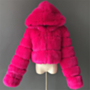 plus size 11 color winter solid color zip-up hooded casual artificial fur jacket_Black_White_Blue_Pink_Gray_Red_Magenta
