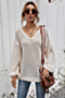 five colors solid color v-neck new fashion simple knitting loose top_Magenta_Blue_Gray_Green_Beige