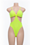 three colors solid color sling hollow out summer unpadded stylish stretch sexy bodysuit_Black_Orange_Light Green