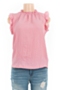 casual stylish solid color sleeveless ruffle tops_Pink