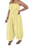 fashion sexy temperament solid color chiffon sling one-shoulder wide-leg jumpsuit_Pink_Yellow
