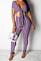 plus size sexy stylish stretch 5 colors streak printed v-neck hollow slim jumpsuit_Black_Yellow_Purple