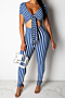 plus size sexy stylish stretch 5 colors streak printed v-neck hollow slim jumpsuit_Black_Yellow_Purple_Blue