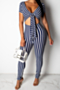 plus size sexy stylish stretch 5 colors streak printed v-neck hollow slim jumpsuit_Black_Yellow_Purple_Blue_Dark Blue