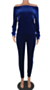 sexy solid color word shoulder corduroy 2pc jumpsuit_Dark Gray_Dark Blue