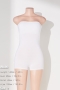new solid color stretch tube top sport sexy tight playsuit_Magenta_White