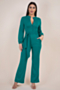 autumn new plus size inelastic single-breasted pocket wide leg stylish jumpsuit with belt_Dark Green
