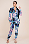 autumn new plus size stretch turndown collar single-breasted stylish slim jumpsuit_Purple