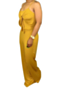 new 4 colors sling solid color pocket wide leg stretch jumpsuit_Khaki _Yellow