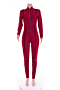 plus size four colors autumn new stylish zip-up tight stretch jumpsuit_Green_Rose Red