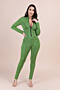 plus size four colors autumn new stylish zip-up tight stretch jumpsuit_Green