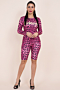 new stylish three colors leopard letter print slim stretch two-piece set_Yellow_Blue_Magenta