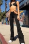 new stylish 3 colors sexy hollow hips slim stretch pants_Black