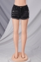 3 colors plus size slim pocket stretch denim shorts_Black