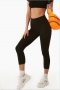 new plus size solid color slim yoga pants capri pants_Black