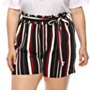 plus size three colors new stylish stripe loose casual shorts(with belt)_Black_Red_Multicolor