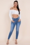 plus size autumn new stylish slim tight stretch pockets jeans_Dark Blue_Sky Blue