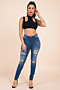 plus size new stylish splice hole pockets slim fit stretch natural waist jeans_Sky Blue