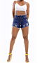 plus size six colors single breasted slim fit low-waist high stretch pocket denim shorts_Black_White_Dark Blue