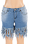 new stylish plus size pocket slim fit high stretch tassel short jeans shorts_Sky Blue