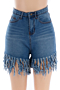 plus size youth fashion style 5 colors stretch tassel short jeans (new add colors)_Black_Blue