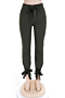 stylish elegant solid color bandage trousers with belt_Yellow_Black_Dark Green