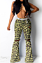autumn winter new plus size leopard print elastic pockets holes stylish bell-bottoms_Yellow