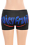 new plus size letters print stretch stylish sports shorts_Black